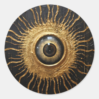 Black and Gold Occult Evil Eye Classic Round Sticker