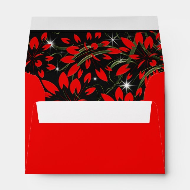 Black and Gold on Bright Red Personalised Envelope (Back (Bottom))