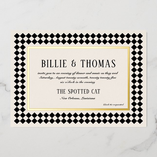 Black and Gold on Ivory Chequerboard Border Jazz (Front)