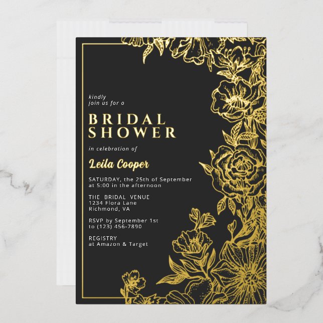 Black and Gold Ornate Elegant Moody Bridal Shower (Envelope)