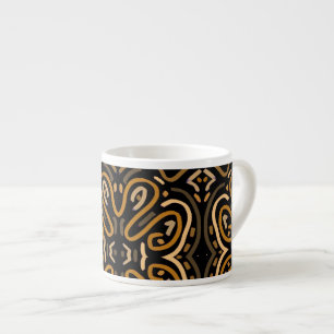 Black and Gold Ornate Floral Espresso Cup