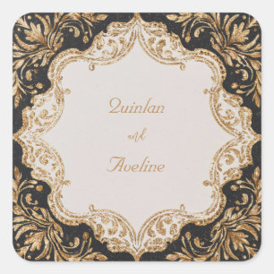 Black and Gold Ornate Wedding Sticker