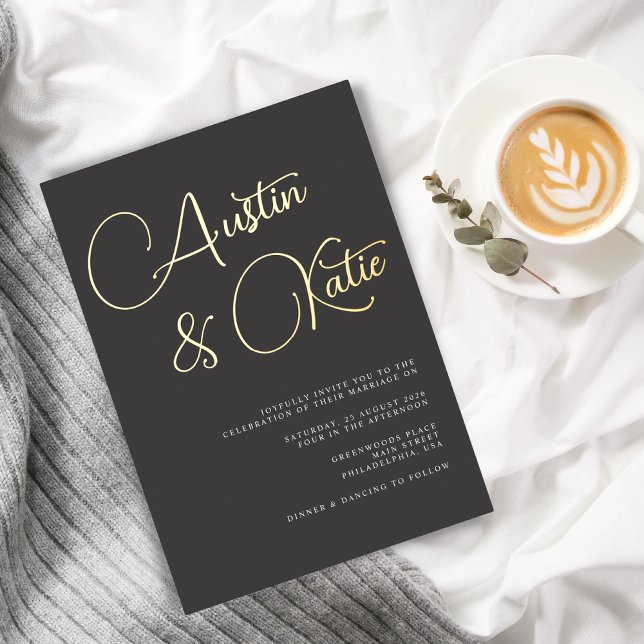 Black and Gold Oversized Script Typography Wedding (Creator Uploaded)
