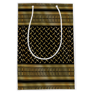 Black and Gold Palestinian Kuffiyeh Medium Gift Bag