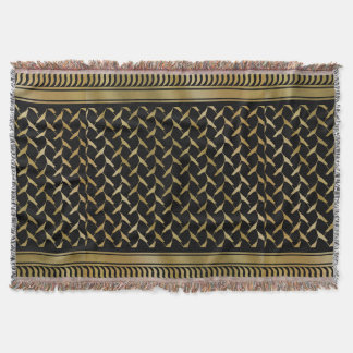 Black and Gold Palestinian Kuffiyeh Throw Blanket