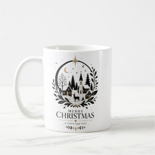 Black and Gold Paper Cut Village Coffee Mug