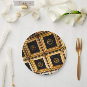 Black and Gold Paper Plate