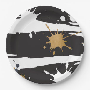 Black and Gold Paper Plate