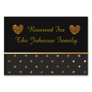 Black and Gold Party or Wedding Table Cards