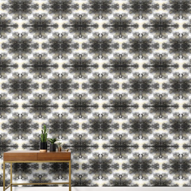 Black and Gold Pattern on White | Wallpaper (Hallway)
