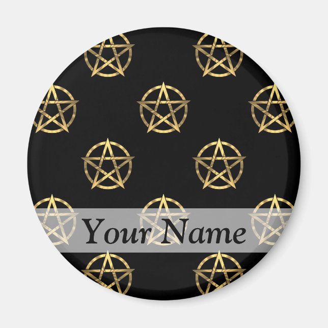 Black and gold pentagram magnet (Front)