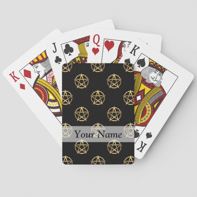 Black and gold pentagram playing cards (Back)