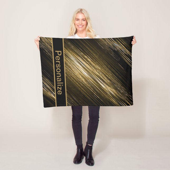 black and gold, personalise fleece blanket (In Situ)