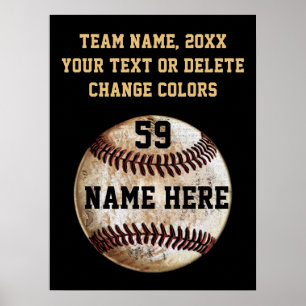 Black and Gold Personalised Baseball Poster