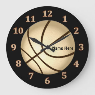 Black and Gold Personalised Basketball Wall Clocks