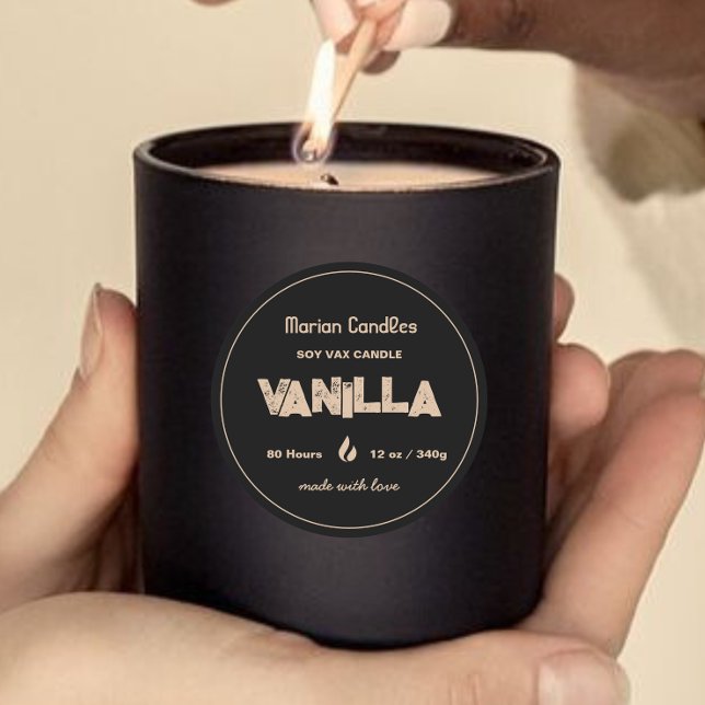Black and Gold Personalised Candle Label (Creator Uploaded)