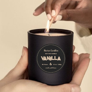 Black and Gold Personalised Candle Label