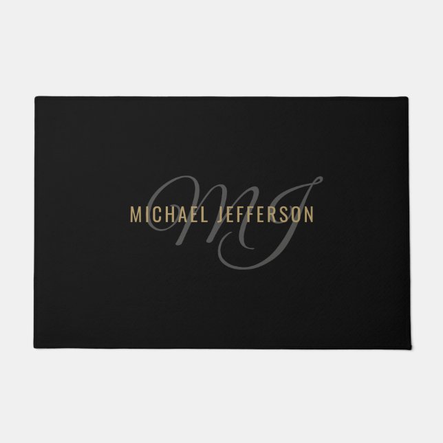  Black and Gold  -Personalised Doormat (Front)