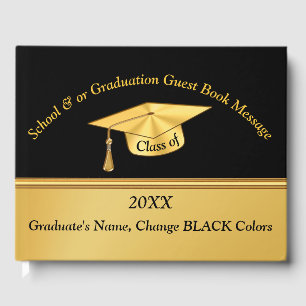 Black and Gold Personalised Graduation Guest Book