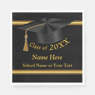 Black and Gold Personalised Graduation Napkins
