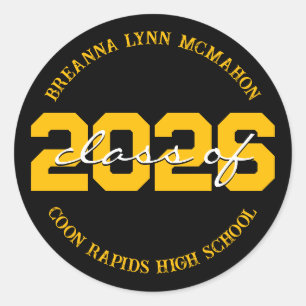 Black and Gold Personalised Graduation Stickers
