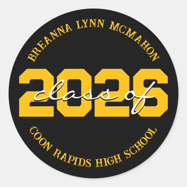 Black and Gold Personalised Graduation Stickers (Front)