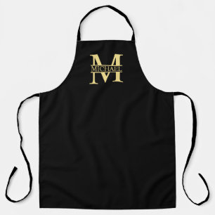 Black and Gold Personalised Monogram and Name Apron
