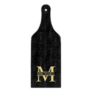 Black and Gold Personalised Monogram and Name Cutting Board