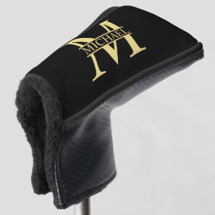 Black and Gold Personalised Monogram and Name Golf Head Cover