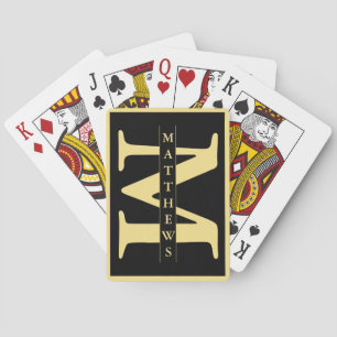 Black and Gold Personalised Monogram and Name Playing Cards