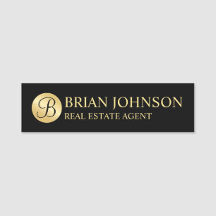 Black and Gold Personalised Monogram and Name Tag