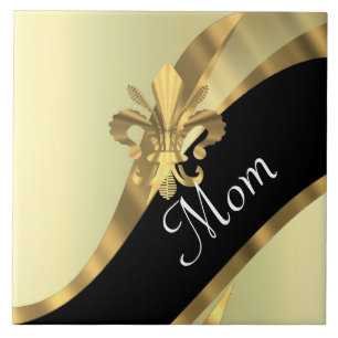 Black and gold personalised mum ceramic tile