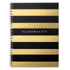 Black And Gold Personalised Notebook