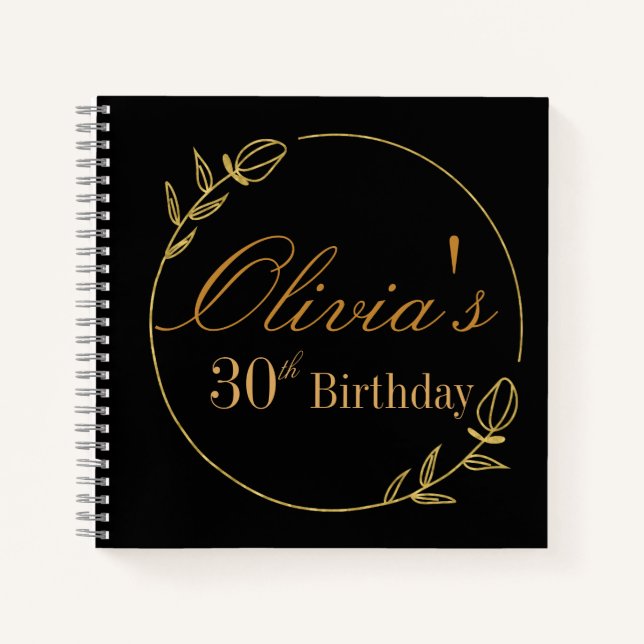 Black and Gold Personalised Notebook (Front)