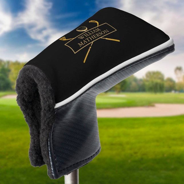 Black And Gold Personalised Stylish Golf Head Cover (Creator Uploaded)