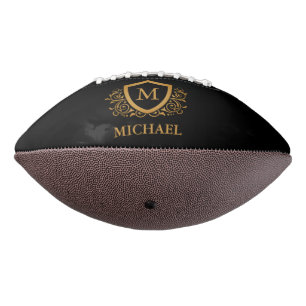 Black and Gold Personalised Stylish Monogram Name Football