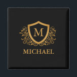 Black and Gold Personalised Stylish Monogram Name Magnet<br><div class="desc">Black and Gold Personalised Stylish Monogram Name. For further customisation,  please click the "Customise it" button and use our design tool to modify this template.</div>