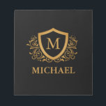 Black and Gold Personalised Stylish Monogram Name Notepad<br><div class="desc">Black and Gold Personalised Stylish Monogram Name. For further customisation,  please click the "Customise it" button and use our design tool to modify this template.</div>