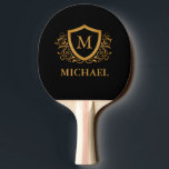 Black and Gold Personalised Stylish Monogram Name Ping Pong Paddle<br><div class="desc">Black and Gold Personalised Stylish Monogram Name. For further customisation, please click the "Customise it" button and use our design tool to modify this template.</div>