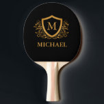 Black and Gold Personalised Stylish Monogram Name Ping Pong Paddle<br><div class="desc">Black and Gold Personalised Stylish Monogram Name. For further customisation,  please click the "Customise it" button and use our design tool to modify this template.</div>