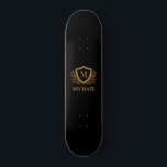 Black and Gold Personalised Stylish Monogram Name Skateboard<br><div class="desc">Black and Gold Personalised Stylish Monogram Name. For further customisation,  please click the "Customise it" button and use our design tool to modify this template.</div>