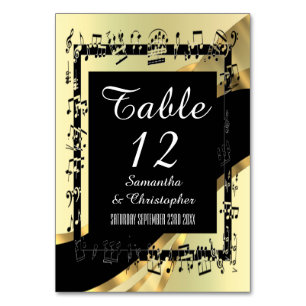 Black and gold personalised table number