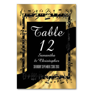 Black and gold personalised table number