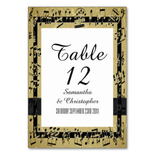 Black and gold personalised table number