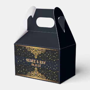 Black and Gold Personalised Wedding Favour Box