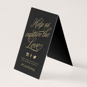 Black and Gold Personalised Wedding Hashtag Sign