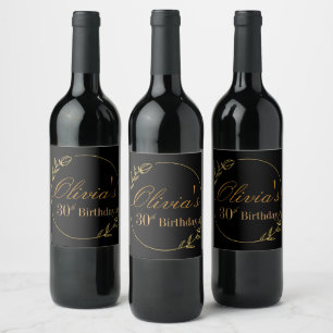 Black and Gold Personalised Wine Label