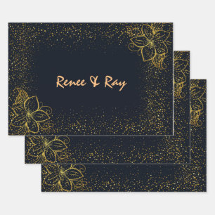 Black and Gold Personalised Wrapping Paper