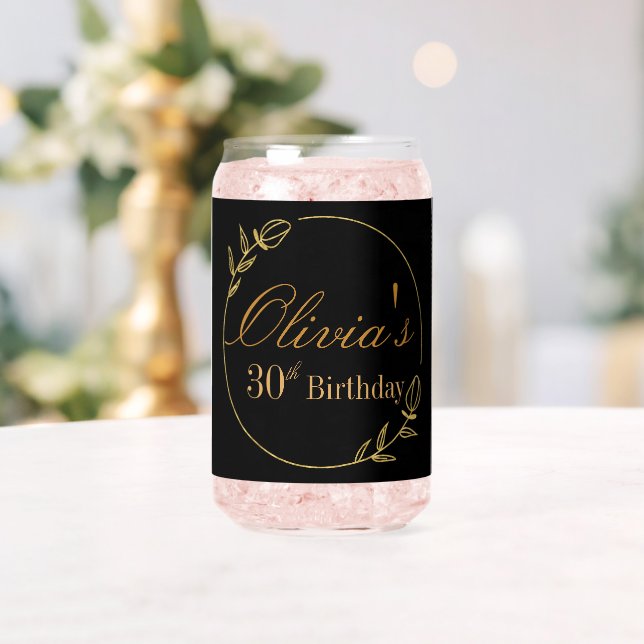 Black and Gold Personalized Can Glass (Insitu (Wedding))