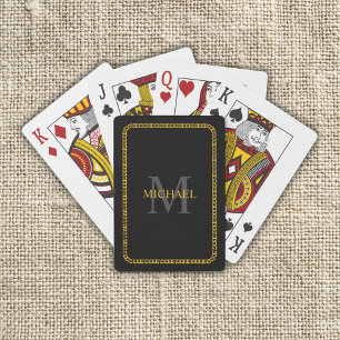 Black and Gold Personalized Monogram and Name Playing Cards